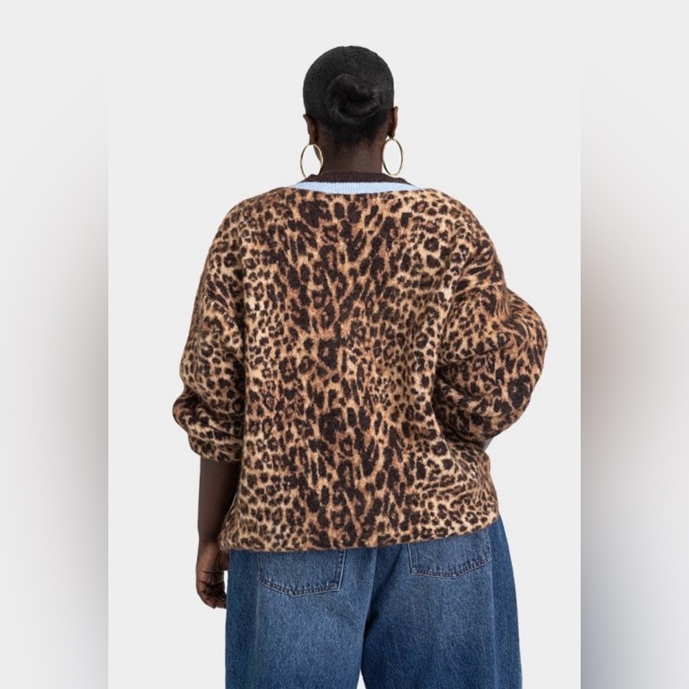 KBB by KAHLANA “The Slouchy Cardigan” Tan Leopard Size L - Picture 2 of 8
